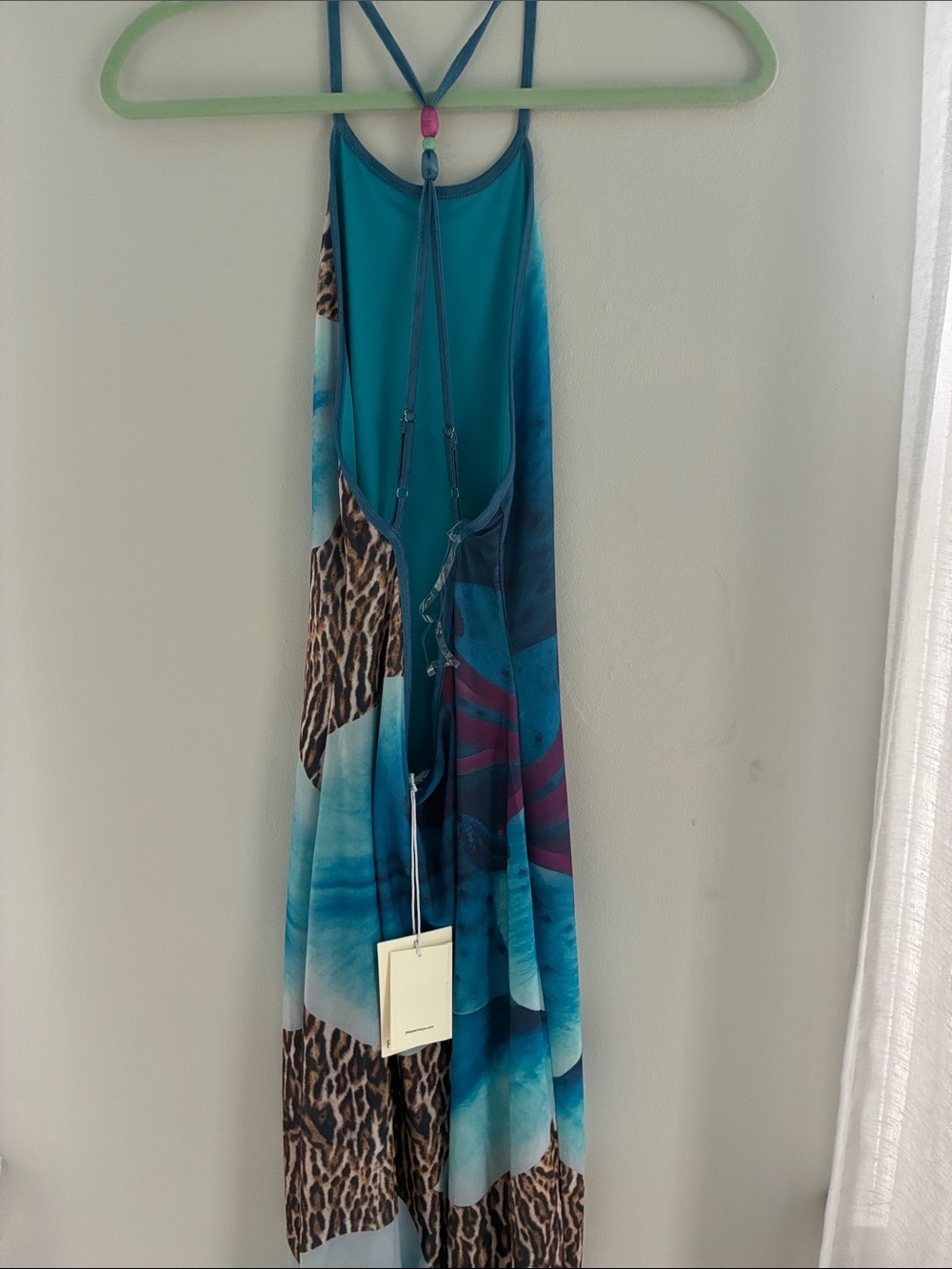 Peppermayo Blue Floral Maxi Dress with Leopard Print - Picture 3 of 5